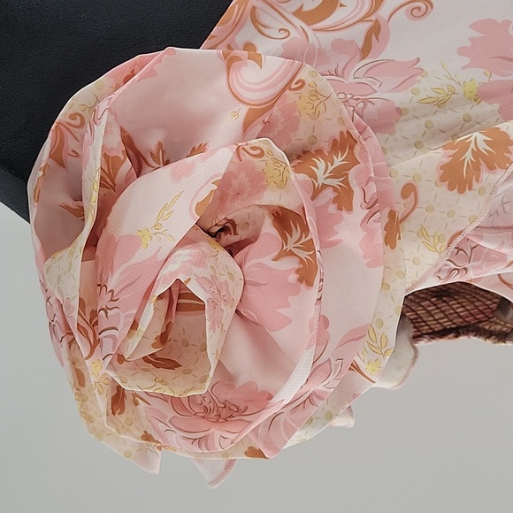 Elegant Pink Floral Hi Low One-Shoulder Dress NWT - Picture 10 of 16